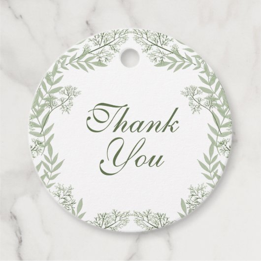 Olive Green Wedding Vintag Botanical Geschenkanhänger (Vorderseite)