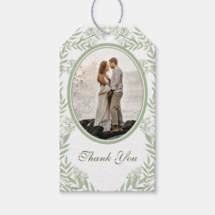 Olive Green Wedding Vintag Botanical Geschenkanhänger