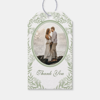 Olive Green Wedding Vintag Botanical Geschenkanhänger