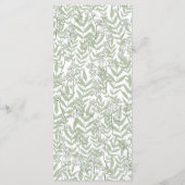 Olive Green Wedding Vintag Botanical Menu Menükarte (Rückseite)
