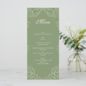 Olive Green Wedding Vintag Botanical Menu Menükarte (Stehend Vorderseite)