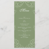 Olive Green Wedding Vintag Botanical Menu Menükarte (Vorderseite)