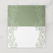 Olive Green Wedding Vintag Botanical Platzkarte (Außenseite Aufgefaltet)