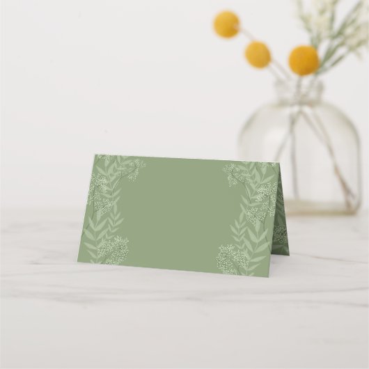 Olive Green Wedding Vintag Botanical Platzkarte (Rückseite)