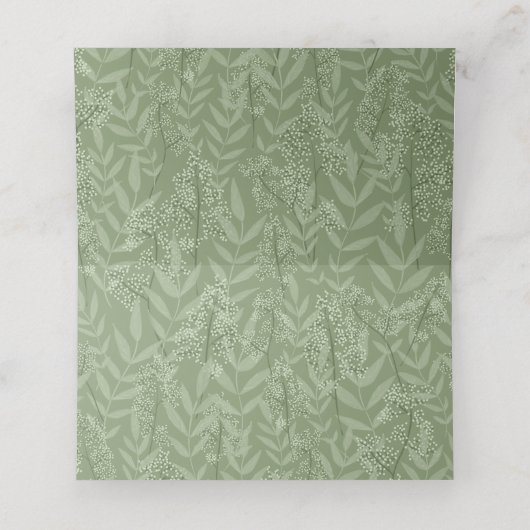 Olive Green Wedding Vintag Botanical Platzkarte (Innenseite Aufgefaltet)