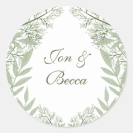 Olive Green Wedding Vintag Botanical Runder Aufkleber