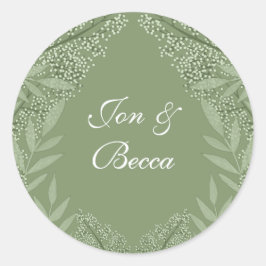 Olive Green Wedding Vintag Botanical Runder Aufkleber