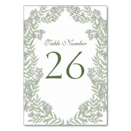Olive Green Wedding Vintag Botanical Tischnummer