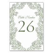 Olive Green Wedding Vintag Botanical Tischnummer (Rückseite)