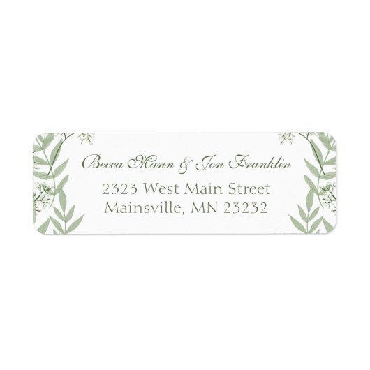 Olive Green Wedding Vintage Rücksendeadresse Labra (Vorne)