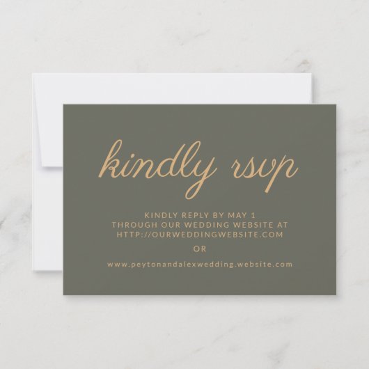 Olive Green Wedding Website Kindly UAWG RSVP Karte (Vorderseite)