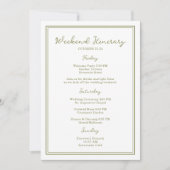 Olive Green Wedding Weekend Itinerary Card Einladung (Vorderseite)