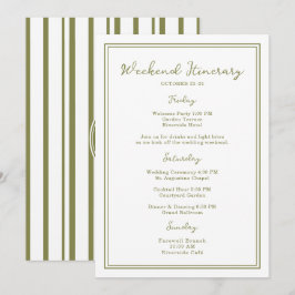 Olive Green Wedding Weekend Itinerary Card Einladung