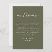 Olive Green Wedding Weekend Timeline & Welcome Einladung (Vorderseite)