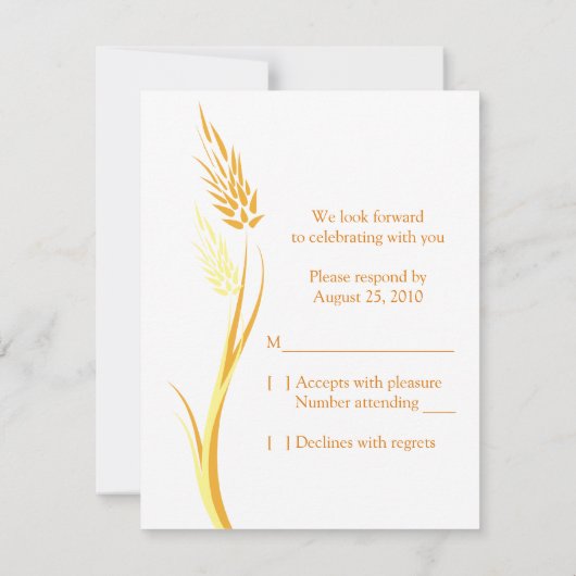 Olive Green Wheat Herbst Hochzeit RSVP Karte (Rückseite)