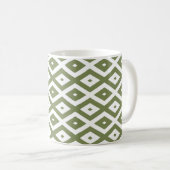 Olive-Green-White-Diamant Kaffeetasse (VorderseiteRechts)