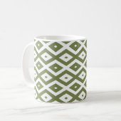 Olive-Green-White-Diamant Kaffeetasse (Vorderseite Links)
