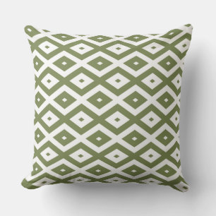 Olive-Green-White-Diamant Kissen