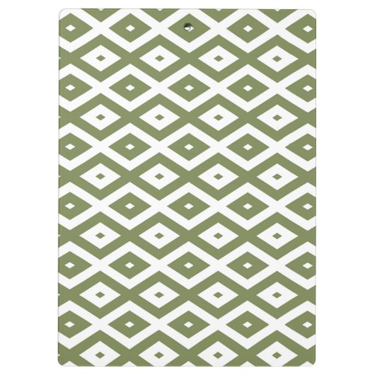 Olive-Green-White-Diamant Klemmbrett (Rückseite)