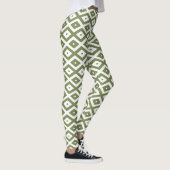 Olive-Green-White-Diamant Leggings (Rechts)
