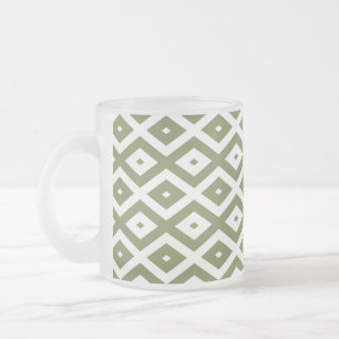 Olive-Green-White-Diamant Mattglastasse