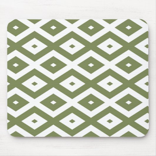 Olive-Green-White-Diamant Mousepad (Vorne)