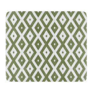 Olive-Green-White-Diamant-Muster Schneidebrett