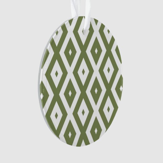 Olive-Green-White-Diamant Ornament (Vorderseite)