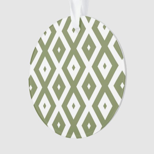 Olive-Green-White-Diamant Ornament (Vorderseite)