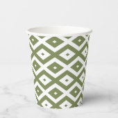 Olive-Green-White-Diamant Pappbecher (Rückseite)