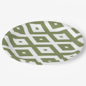 Olive-Green-White-Diamant Pappteller (Schrägansicht)