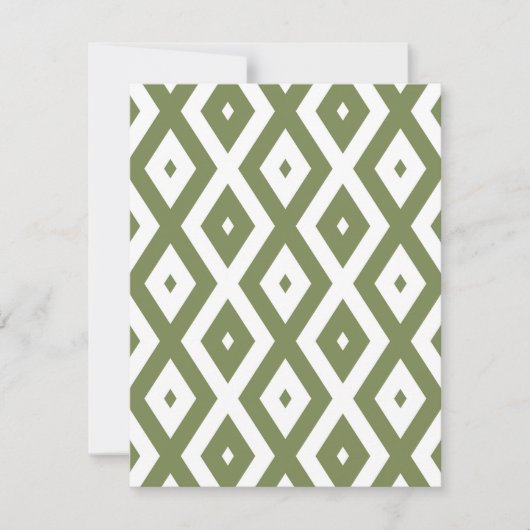 Olive-Green-White-Diamant RSVP Karte (Vorderseite)