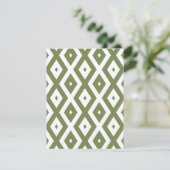 Olive-Green-White-Diamant RSVP Karte (Stehend Vorderseite)