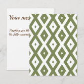 Olive-Green-White-Diamant RSVP Karte (Vorne/Hinten)