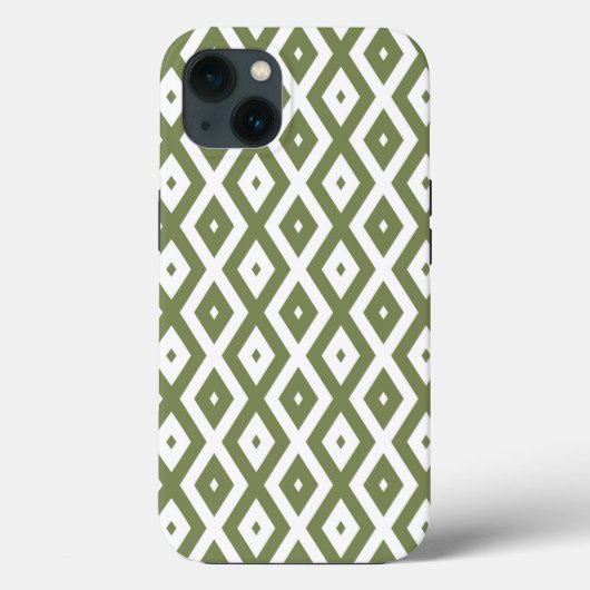 Olive-green-white diamond pattern Case-Mate iP iPhone Hülle (Rückseite)