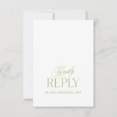 Olive Green & White Minimalist Wedding RSVP Karte (Vorderseite)