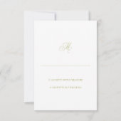 Olive Green & White Minimalist Wedding RSVP Karte (Rückseite)