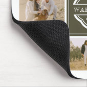 Olive Green White Monogram & Year Foto Collage Mousepad (Ecke)