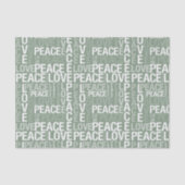 Olive Green White Peace Love Christmas Seidenpapier (Vorderseite)