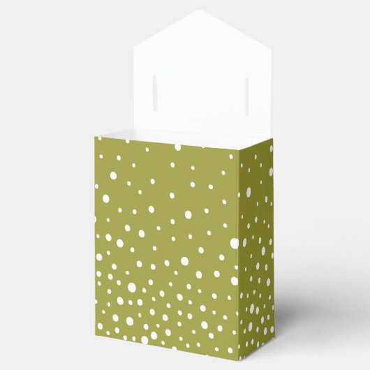 Olive green, white polka dot pattern wedding fav geschenkschachtel (Geöffnet)