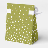 Olive green, white polka dot pattern wedding fav geschenkschachtel (Rückseite)