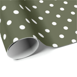Olive Green | White Polka Dot Wrapping Paper Geschenkpapier
