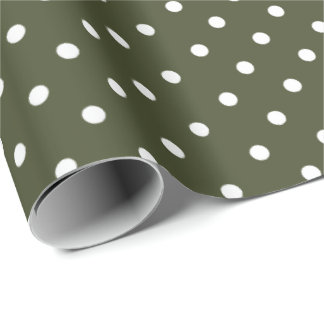 Olive Green | White Polka Dot Wrapping Paper Geschenkpapier