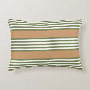 Olive-Green-White-Streifen-Muster mit Bräune Dekokissen