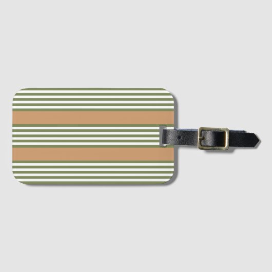 Olive-Green-White-Streifen-Muster mit Bräune Gepäckanhänger (Vorderseite (Horizontal))