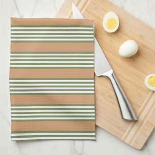 Olive-Green-White-Streifen-Muster mit Bräune Geschirrtuch