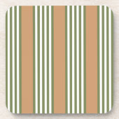 Olive-Green-White-Streifen-Muster mit Bräune Getränkeuntersetzer (Vorderseite)