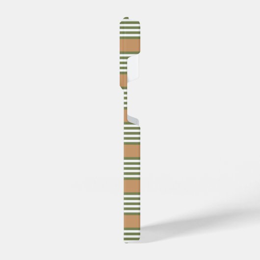 Olive-Green-White-Streifen-Muster mit Bräune iPhone Hülle (Linke Seite)