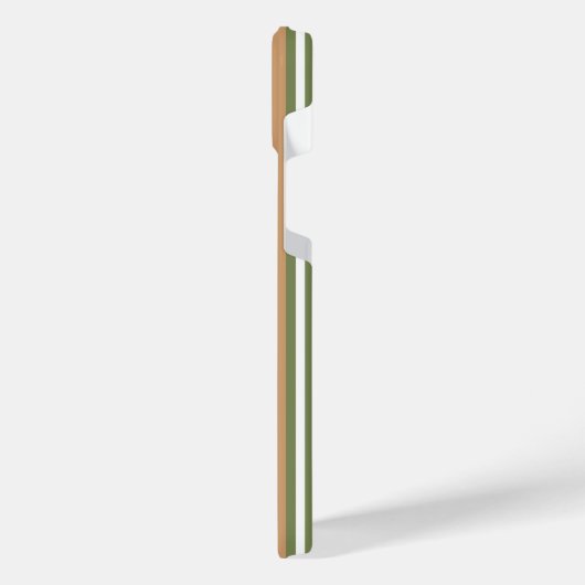 Olive-Green-White-Streifen-Muster mit Bräune iPhone Hülle (Linke Seite)