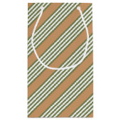 Olive-Green-White-Streifen-Muster mit Bräune Kleine Geschenktüte (Rückseite)